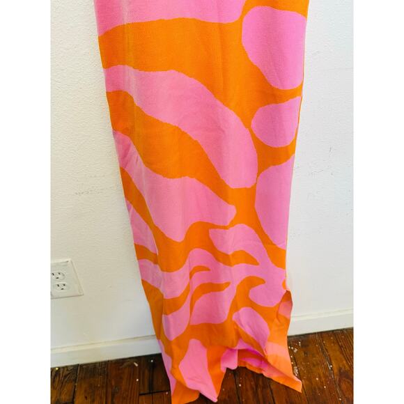 SOLID & STRIPED Carnation Pink Clementine Funky Pattern Knit Sia Dress size L - Picture 5 of 14
